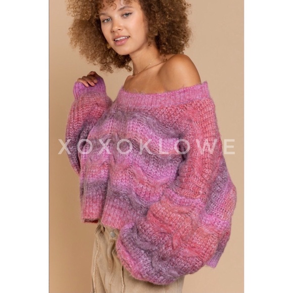 POL Pink Purple Balloon Sleeve Sweater - Picture 11 of 15